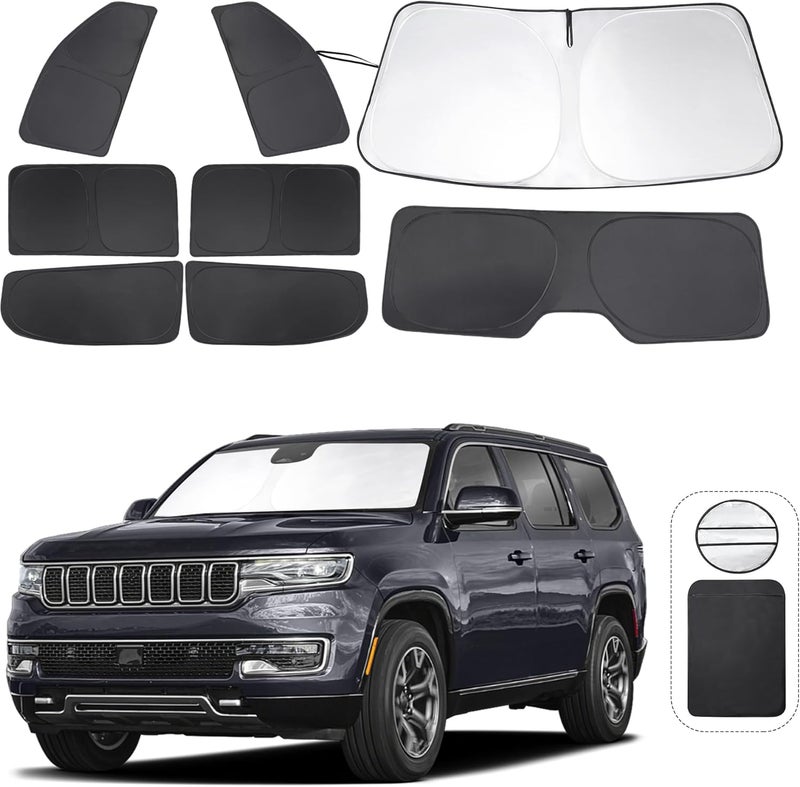 TINGLU Window Shades for Jeep Wagoneer 2022-2024 (NOT for Grand Wagoneer) Accessories Car Side Full Windows Rear Triangular Windshield Sun Shade Sun UV Rays & Privacy Protection for Camping 8PCS - Image 1